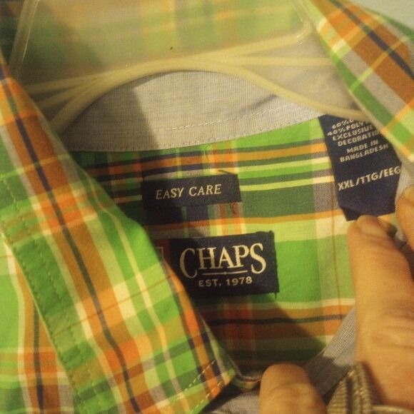 Chaps Ralph Lauren plaid long sleeve button down with front pocket 2X - Picture 3 of 9